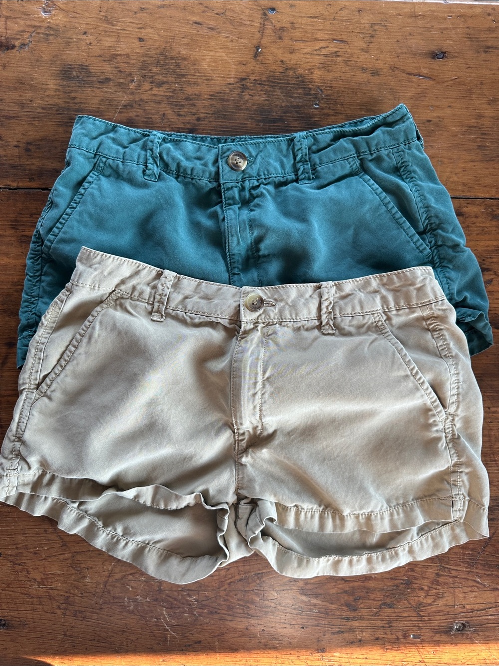American Eagle Outfitters Green and Khaki Shorts Duo